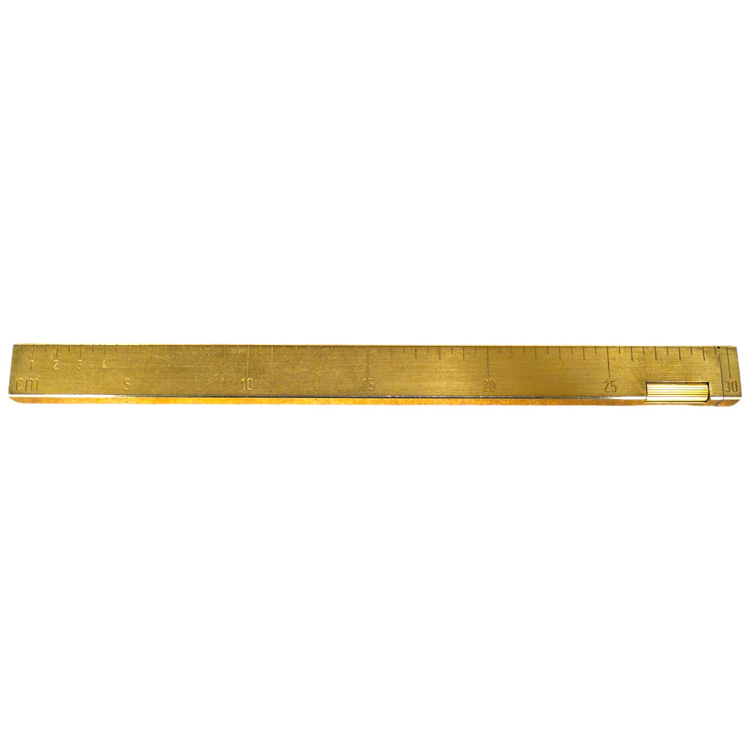 A gilt metal Dunhill 'ruler' lighter, 30cm in length. Condition - good, not working